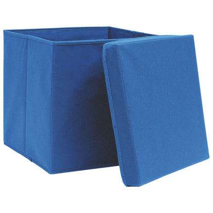 Förvaringslådor med lock 10 st 28x28x28 cm blå
