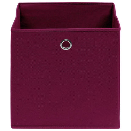 Förvaringslådor 4 st non-woven tyg 28x28x28 cm mörkröd
