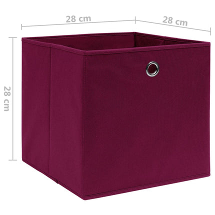 Förvaringslådor 4 st non-woven tyg 28x28x28 cm mörkröd