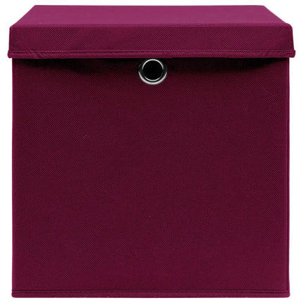 Förvaringslådor med lock 10 st 28x28x28 cm mörkröd