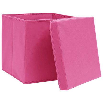 Förvaringslådor med lock 4 st 28x28x28 cm rosa