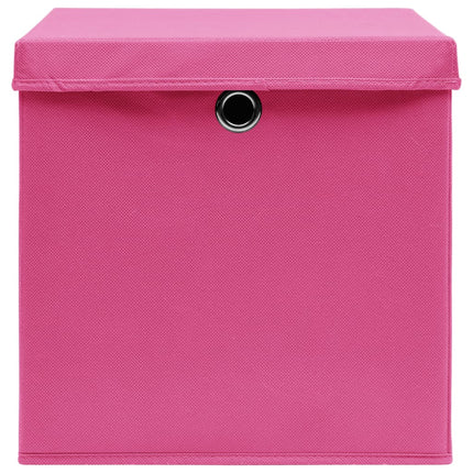 Förvaringslådor med lock 4 st 28x28x28 cm rosa