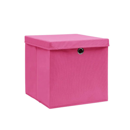 Förvaringslådor med lock 10 st 28x28x28 cm rosa