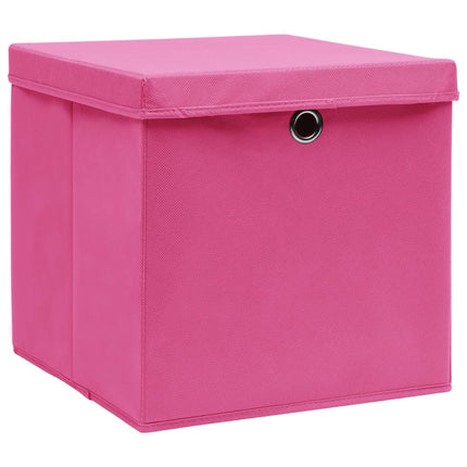 Förvaringslådor med lock 10 st 28x28x28 cm rosa