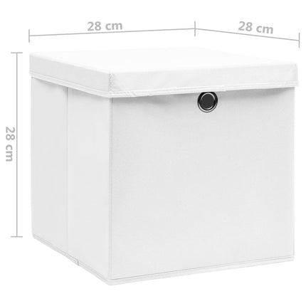 Förvaringslådor med lock 4 st 28x28x28 cm vit