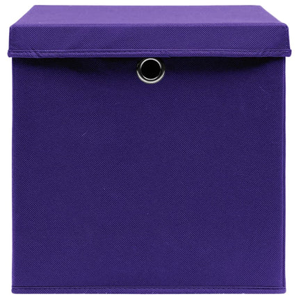 Förvaringslådor med lock 4 st 28x28x28 cm lila