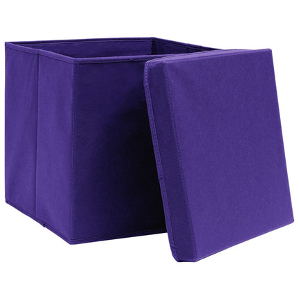 Förvaringslådor med lock 4 st 28x28x28 cm lila