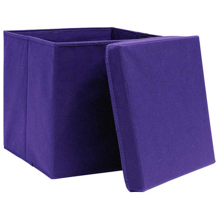Förvaringslådor med lock 10 st 28x28x28 cm lila
