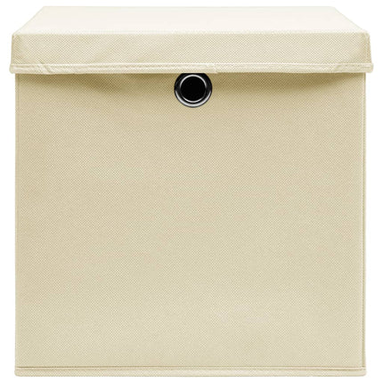 Förvaringslådor med lock 10 st 28x28x28 cm gräddvit