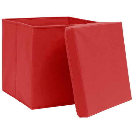 Förvaringslådor med lock 10 st 28x28x28 cm röd