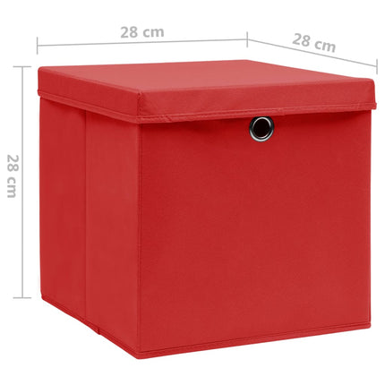 Förvaringslådor med lock 10 st 28x28x28 cm röd