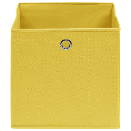 Förvaringslådor 4 st non-woven tyg 28x28x28 cm gul