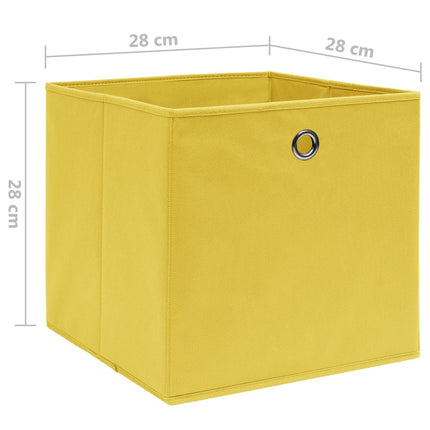 Förvaringslådor 4 st non-woven tyg 28x28x28 cm gul
