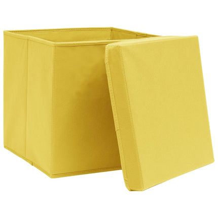 Förvaringslådor med lock 4 st 28x28x28 cm gul