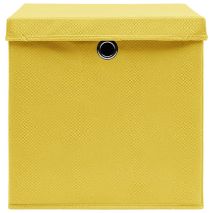 Förvaringslådor med lock 4 st 28x28x28 cm gul