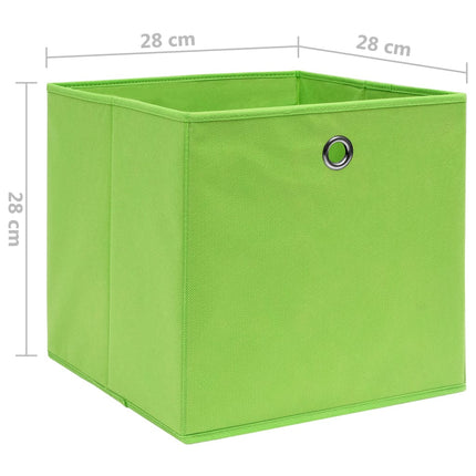 Förvaringslådor 4 st non-woven tyg 28x28x28 cm grön