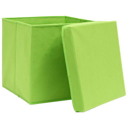 Förvaringslådor med lock 4 st 28x28x28 cm grön