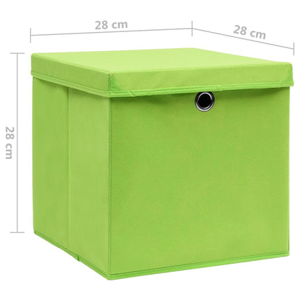 Förvaringslådor med lock 4 st 28x28x28 cm grön