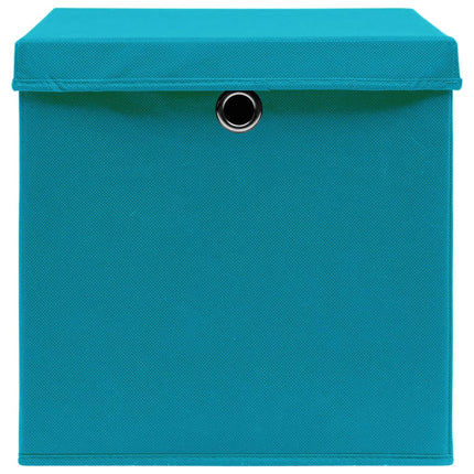 Förvaringslådor med lock 10 st 28x28x28 cm babyblå