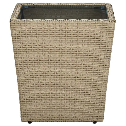 Tebord beige 41,5x41,5x44 cm konstrotting och härdat glas