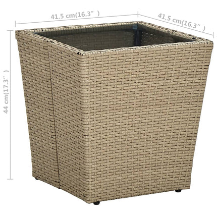 Tebord beige 41,5x41,5x44 cm konstrotting och härdat glas
