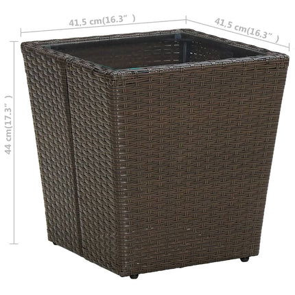 Tebord brun 41,5x41,5x44 cm konstrotting och härdat glas