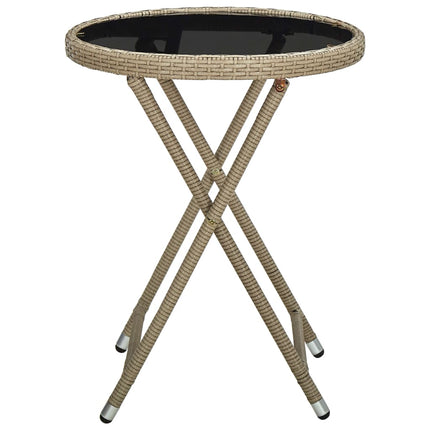 Soffbord beige 60 cm konstrotting och härdat glas