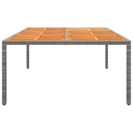 Trädgårdsbord 200x150x75 cm akaciaträ och konstrotting grå