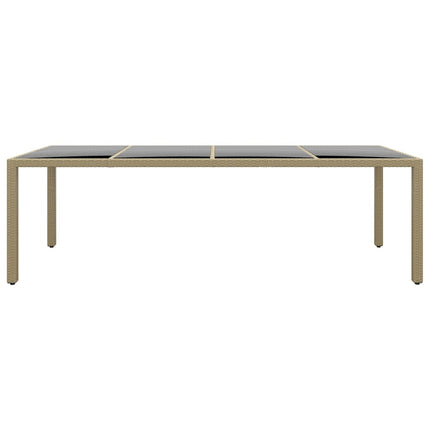 Trädgårdsbord med glasskiva beige konstrotting