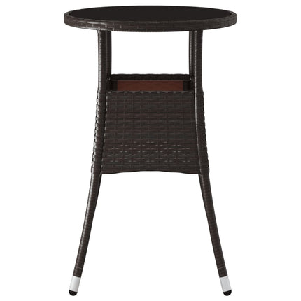 Trädgårdsbord Ø60x75 cm härdat glas och konstrotting brun
