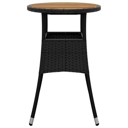 Trädgårdsbord Ø60x75 cm akaciaträ och konstrotting svart
