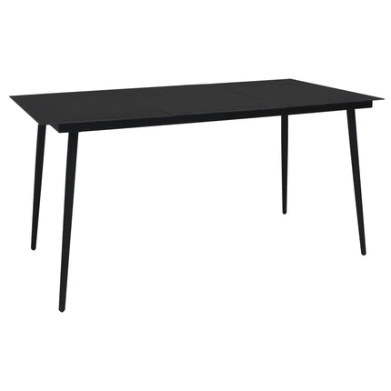 Trädgårdsbord svart 190x90x74 cm stål och glas