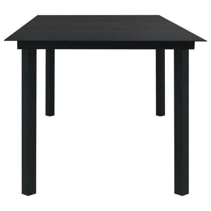 Trädgårdsbord svart 190x90x74 cm stål och glas