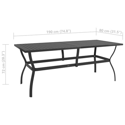 Trädgårdsbord antracit 190x80x72 cm stål