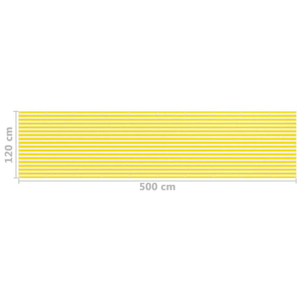 Balkongskärm gul och vit 120x500 cm HDPE