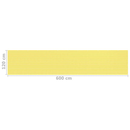 Balkongskärm gul och vit 120x600 cm HDPE