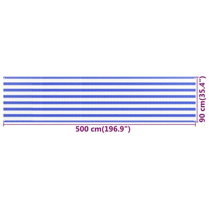 Balkongskärm blå och vit 90x500 cm HDPE
