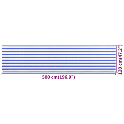 Balkongskärm blå och vit 120x500 cm HDPE