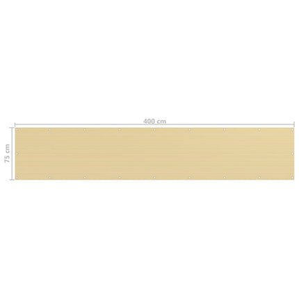 Balkongskärm beige 75x400 cm HDPE