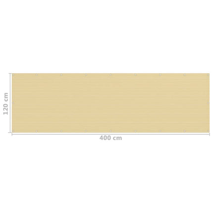 Balkongskärm beige 120x400 cm HDPE
