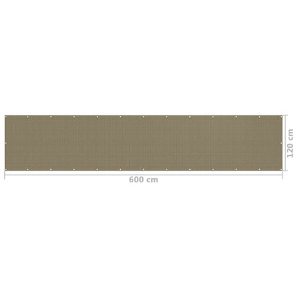 Balkongskärm taupe 120x600 cm HDPE