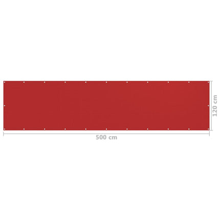Balkongskärm röd 120x500 cm HDPE