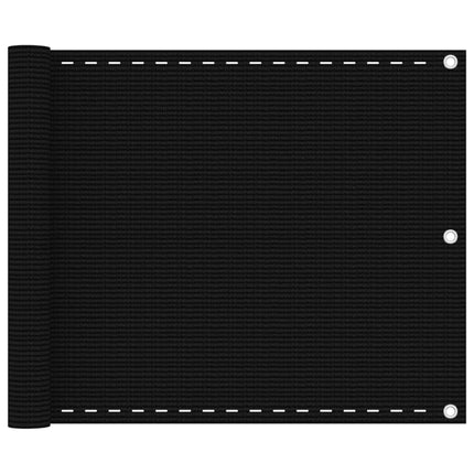 Balkongskärm svart 75x600 cm HDPE