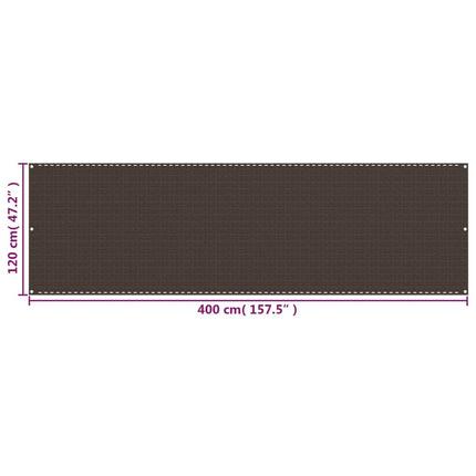 Balkongskärm brun 120x400 cm HDPE