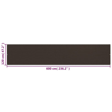 Balkongskärm brun 120x600 cm HDPE