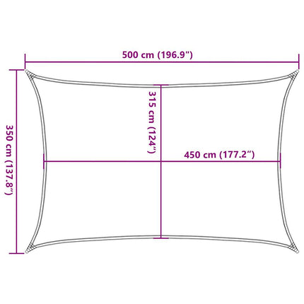 Solsegel 160 g/m² rektangulär blå 3,5x5 m HDPE
