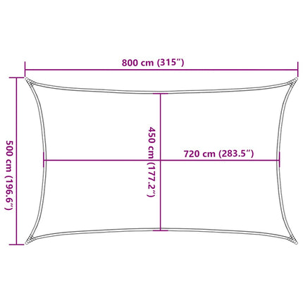 Solsegel 160 g/m² rektangulär blå 5x8 m HDPE