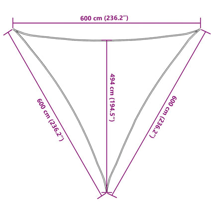 Solsegel 160 g/m² triangulär blå 6x6x6 m HDPE