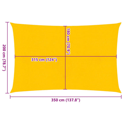 Solsegel 160 g/m² rektangulär gul 2x3,5 m HDPE