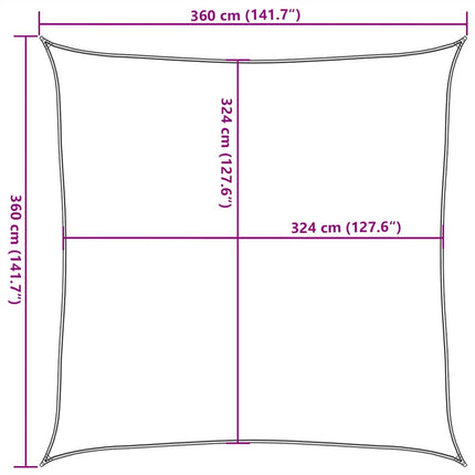 Solsegel 160 g/m² röd 3,6x3,6 m HDPE
